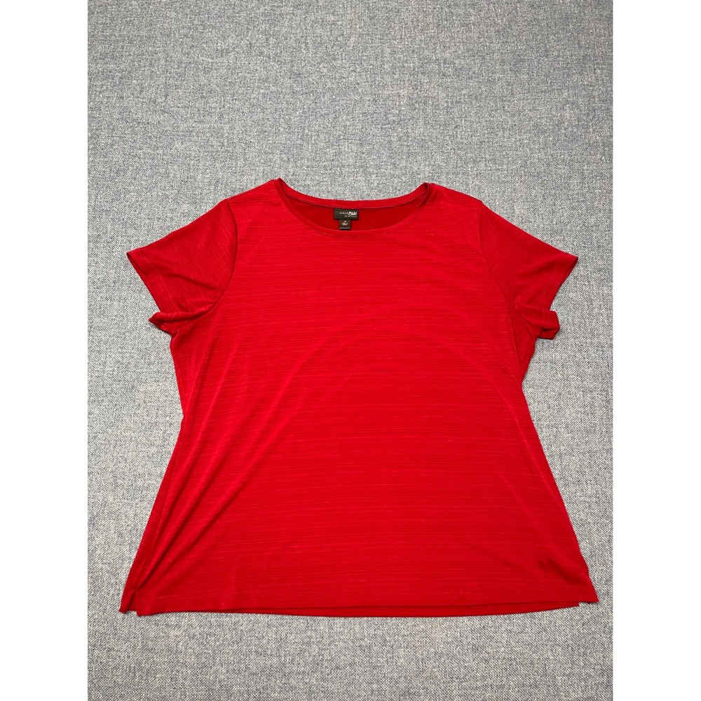 East 5th Woman Essentials Red Short Sleeve Scoop Neck Top Plus Size 1X